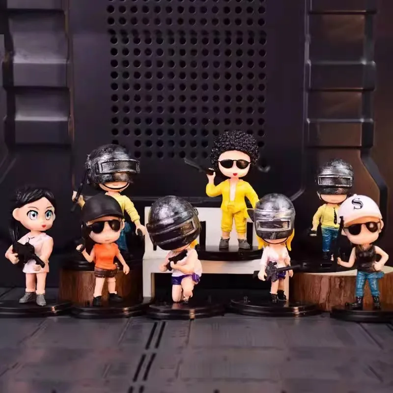 8 قطعة/المجموعة Q-النسخة PlayerUnknown's Battlegrounds دمية الإبداعية اليدوية PUBG لعبة سطح المكتب زخرفة نموذج دمية لعبة المحيط