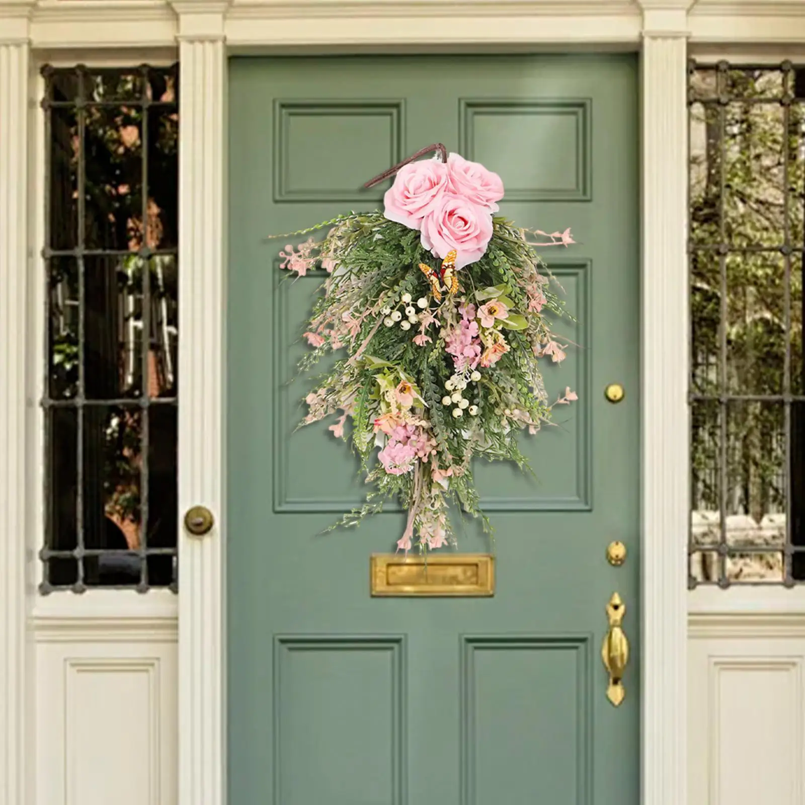 

Дверной венок, искусственный каплевидный венок для фестиваля, сада, в помещении и на открытом воздухе