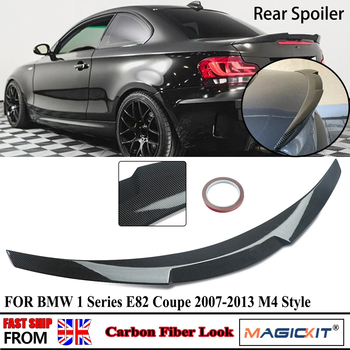 M4 Style E82 Spoiler  Rear Tail Trunk Wing For For BMW 1 Series COUPE 2007-2013 116i 118d 120i 130i 2007-2013