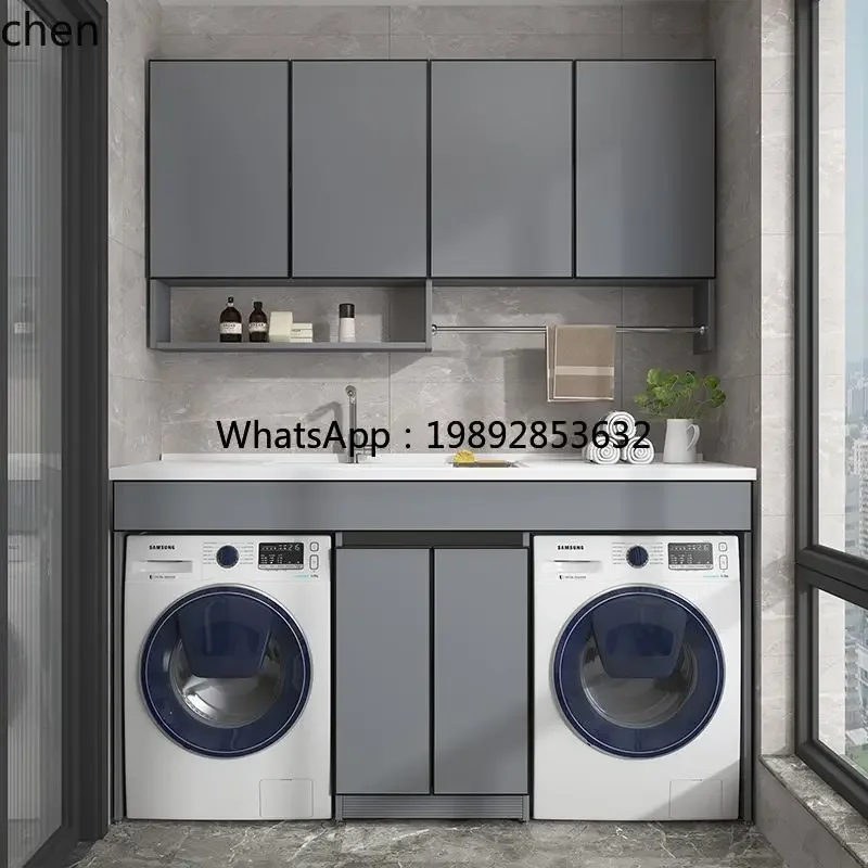 i7 Washer Dryer Combination Cabinet Space Aluminum Double Position Laundry Cabinet Integrated Machine Upper Basin Laundry Desk