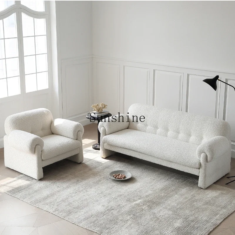 Single retro cream wind teddy fleece casual sofa chair