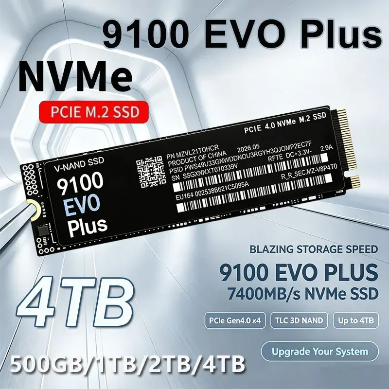 9100 EVO Plus M.2 NVMe SSD 1TB 2TB 4TB PCIe 4.0 7400MB/s Unidade de Estado Sólido Interna de Alto Desempenho para Laptop e PC Desktop