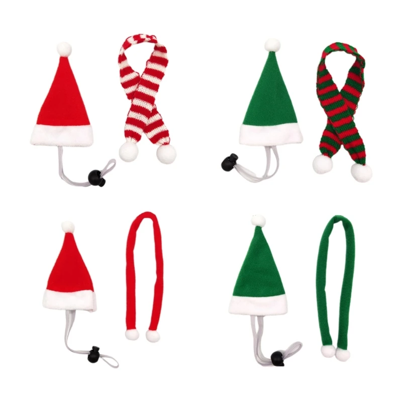 1 Set Christmas Pet Chicken Hat Scarf Mini Red Green Santa Hat Scarf Xmas Small Dropship