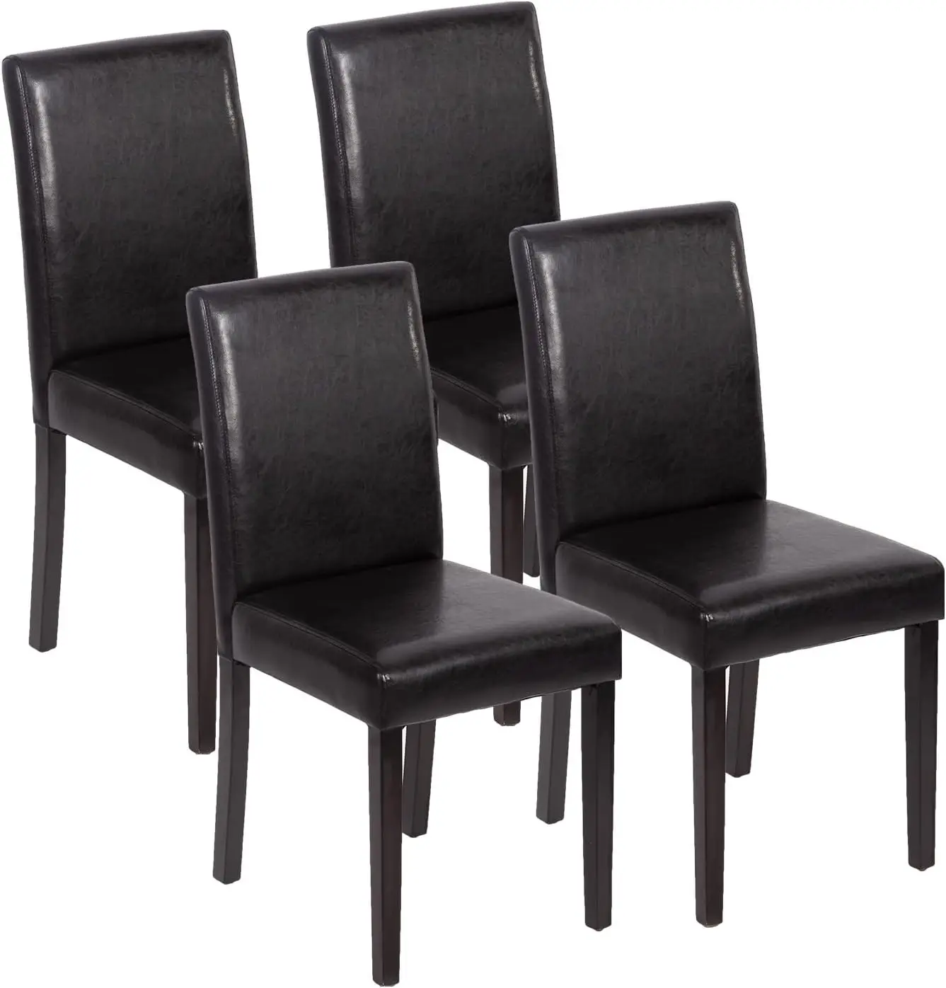 Chairs Set of 4,Dining Room Chairs,Side PU Cushion Chairs with Waterproof Surface and Wood Legs,for Kitchen Restaurant and Livin