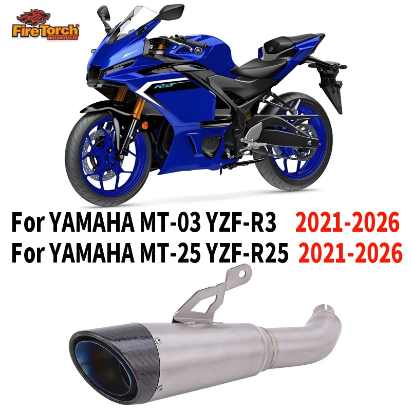 

Slip On For YAMAHA R25 R3 MT-25 MT-03 MT25 MT03 2021 -2026 Motorcycle Exhaust Mid Link Pipe System Escape Moto Modify Muffler