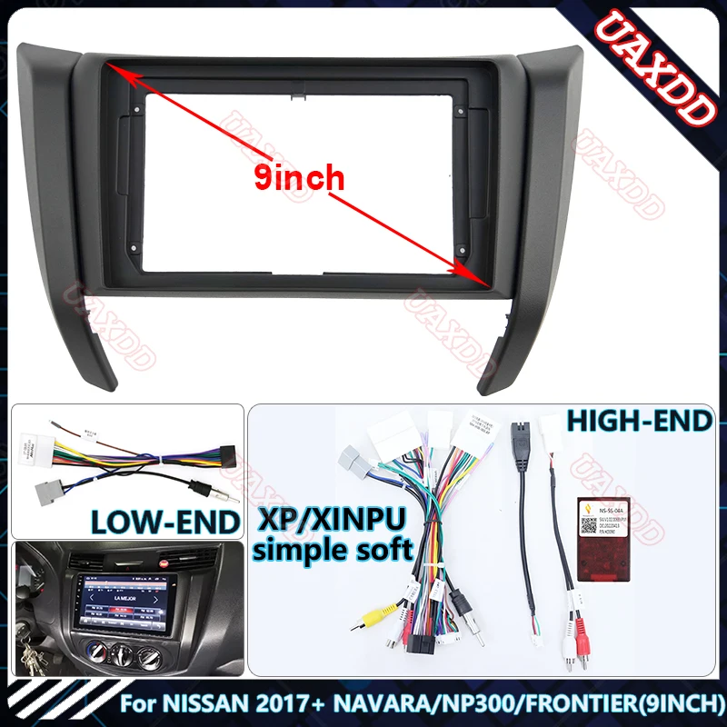 For NISSAN 2017 NAVARA NP300 FRONTIER 9INCH Radio Android CD Harness screens accessories navigation dashboard cable frame canbus