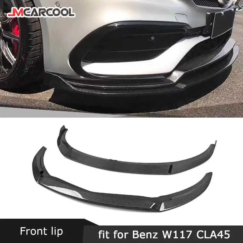 

For Mercedes Benz CLA Class W117 CLA45 AMG 2016 2017 2018 2019 Carbon Fiber Front Bumper Lip Chin Spoiler 2 PCS Car Accessorise