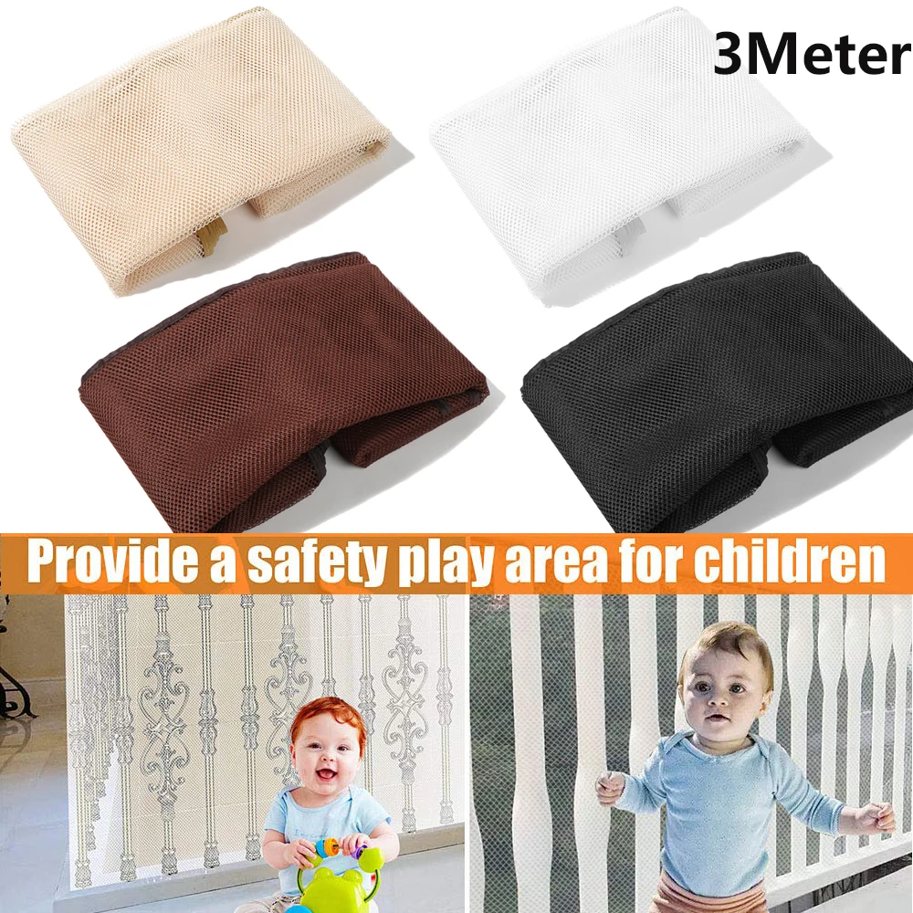 3Meter Safety Mesh With Tying Ropes Child Proofing Banister Guard Net Outdoor Balcony and Indoor Stair Railing Baby Security Sup