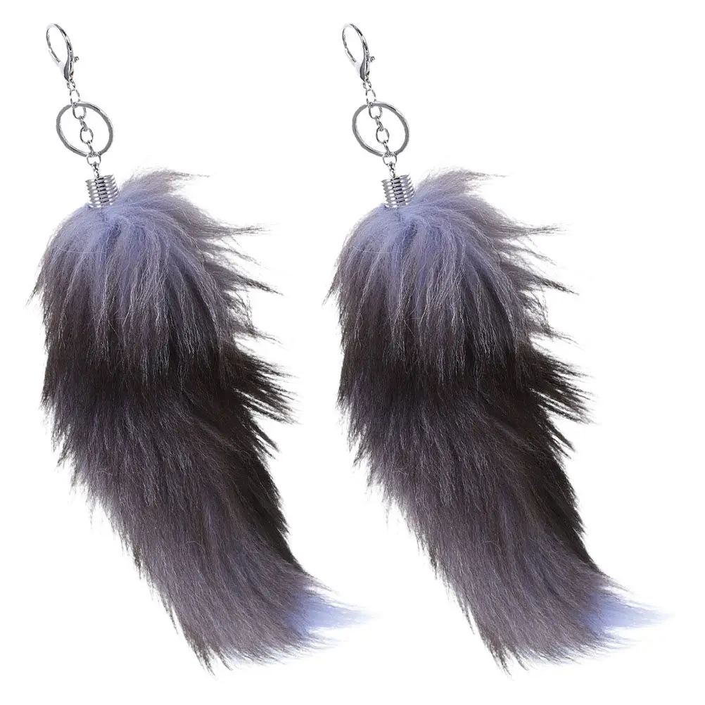 

2Pcs Fox Tail Keychain for Handbags Purse Charm Decorative Key Chain Pendant Backpack Accessories Car Key Ring for Women Girls