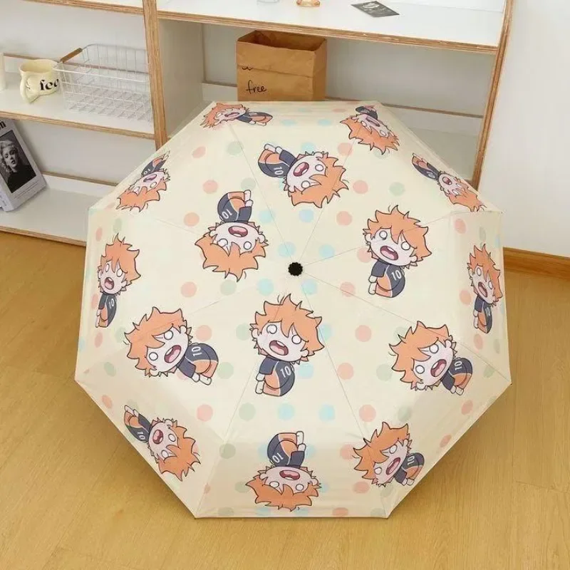 Haikyu!! Shoyo Hinata Anime Automatic Folding Umbrella Cartoon Fashion Sunny and Rainy Two with An Umbrella Sun Protection Gifts