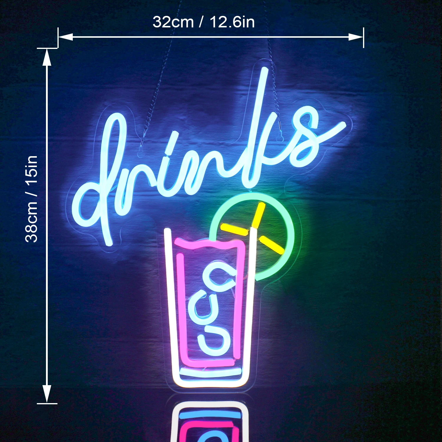 Drinks Neon Signs Cool Drink Cup LED Neon Signs Bar Neon Signs for Wall Decor USB Bar Club Restaurant Cafes Shops Party Neon