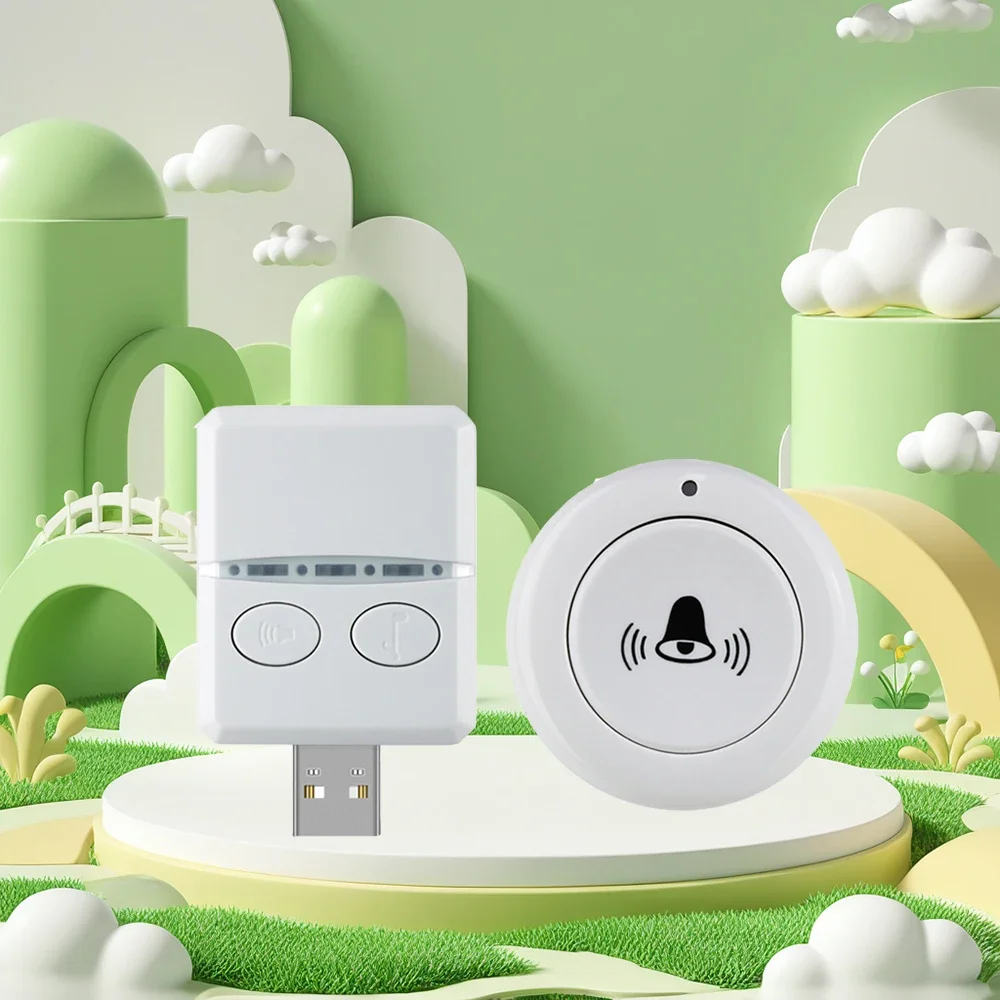 30 أغاني لحن حلقة الباب الذكية المنزل اللاسلكية الذكية USB جرس الباب استقبال التحكم عن بعد للمنزل فندق حلقة الباب اللاسلكية