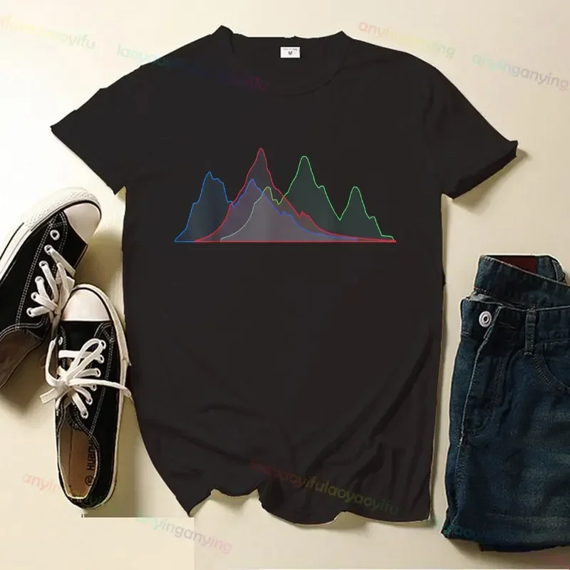 Classic Histogram Photography Unisex Gift TShirt Printed T-shirt Top Streetwear Short-sleev Outdoor Clothing Graphic Tee