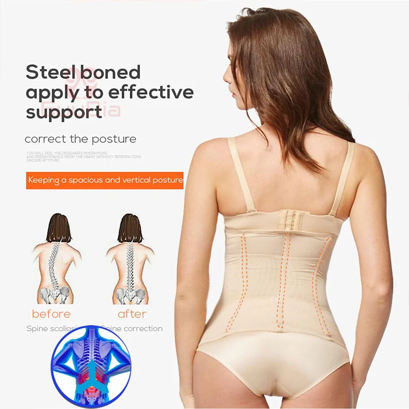 GUUDIA Body Wraps Works for Tighten Loose Skin 6 Rows Buckles Waist Trainer for Women Shaper Corset Body Shaper Girdle Trimmer