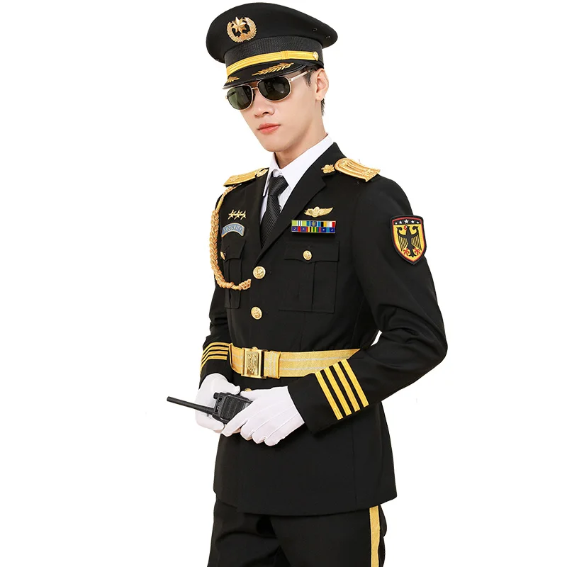 

New Security Guard Uniform Men Pilot High Quality Blazer Male Spring Autumn Work Clothes Suit Business Casual Coat