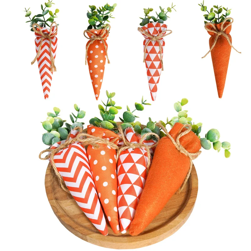 2025 4 pçs páscoa cenoura tecido brinquedos pequenos ornamentos criativos legumes artificiais simulado cenoura festa decoração para casa