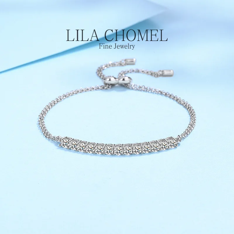 

Very popular PT950 Platinum chain Bracelets D Color Total 1.3 ct Moissanite Diamond For Women luxury Girl and lady Jewelry gift