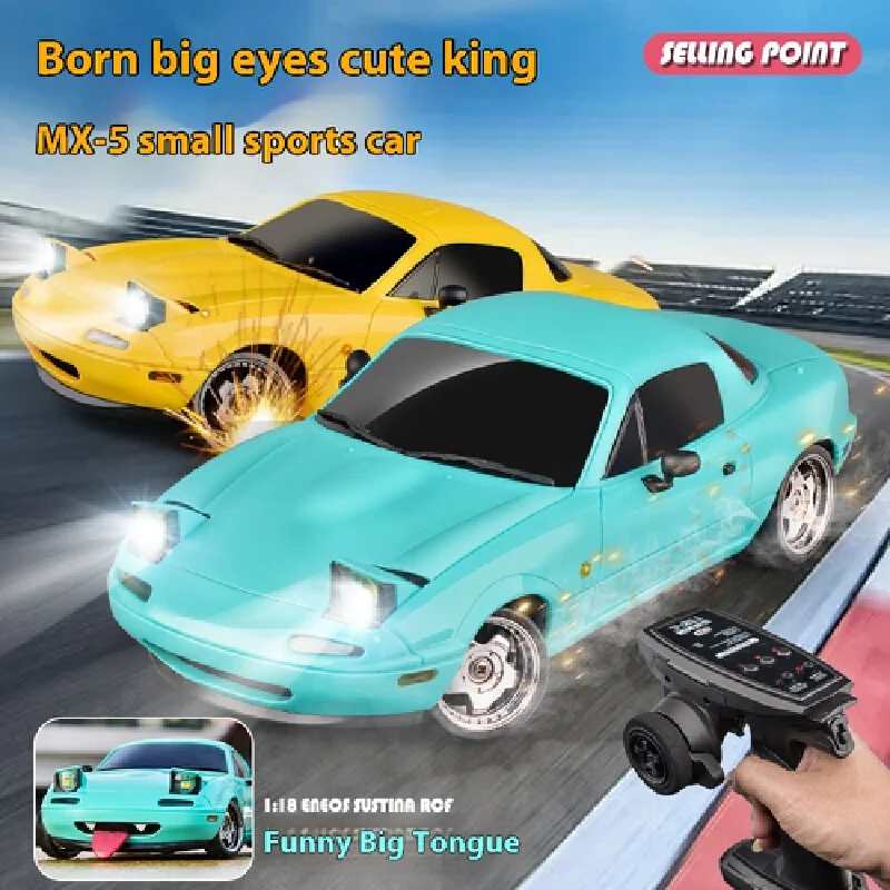 New product LD1804 rear-drive MX5(NA) model 1/18 RC remote control car electric toy with flip lamp and drift car.