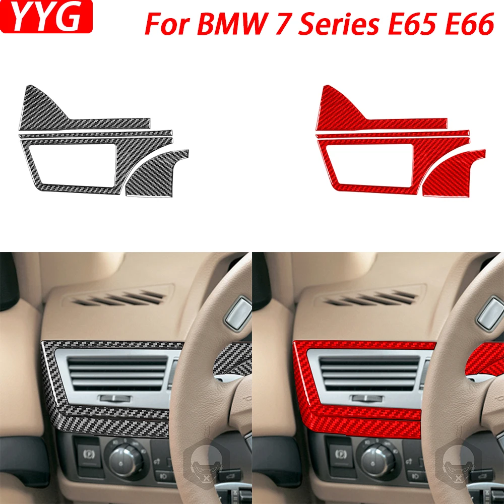 

For BMW 7 Series E65 E66 2002-2008 Carbon Fiber Driver Air Outlet Panel Trim Cover Car Interior Decoration Accessories Sticker