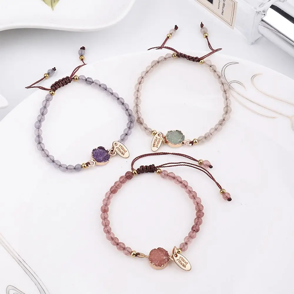 Fashion Women 4MM Bead Weave Rope With Stone Adjustable Bracelet Natural Stone Handmade Jewelry