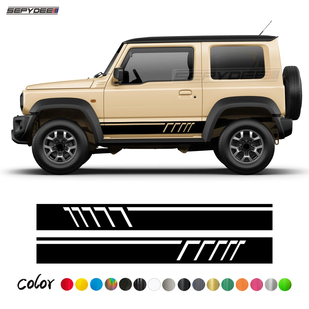 

2Pcs Car Door Side Stripe Skirt Stickers for Suzuki Jimny Racing Sport Auto Body Decor Vinyl Film Decalas Car Tuning Accessories
