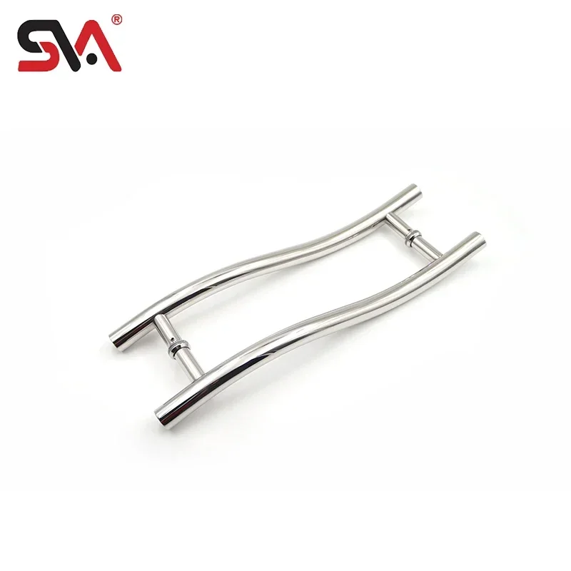 Factory Price Irregularly Curved H-shape Tempered Glass Door Bathroom Stainless Steel Glass Door Handle