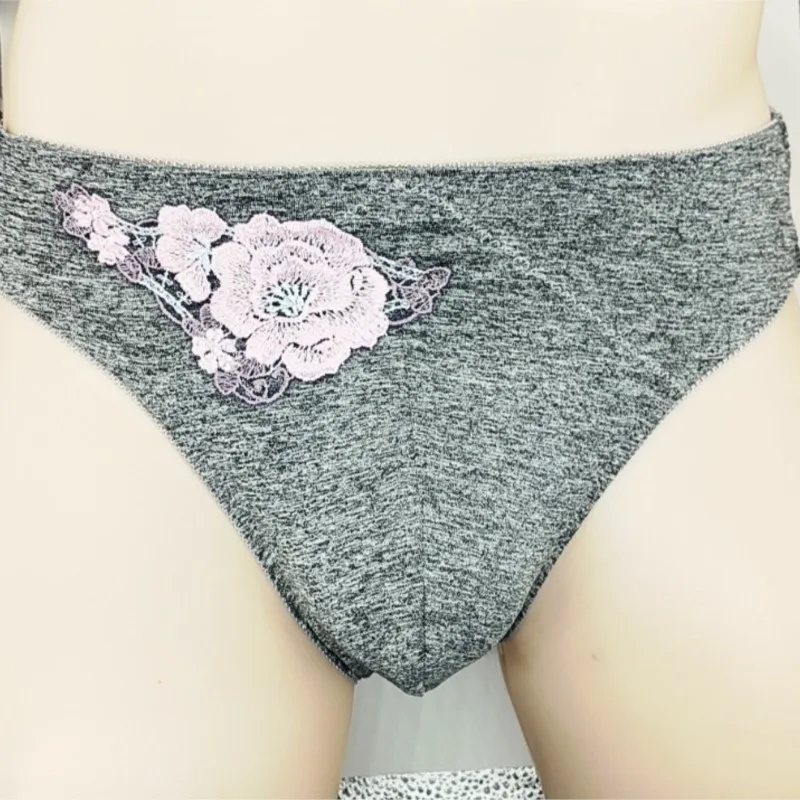 Men's Soft And Comfortable Underpants Embroidered Lace Flower Low Waisted Triangle Pants Suitable For Daily Wear
