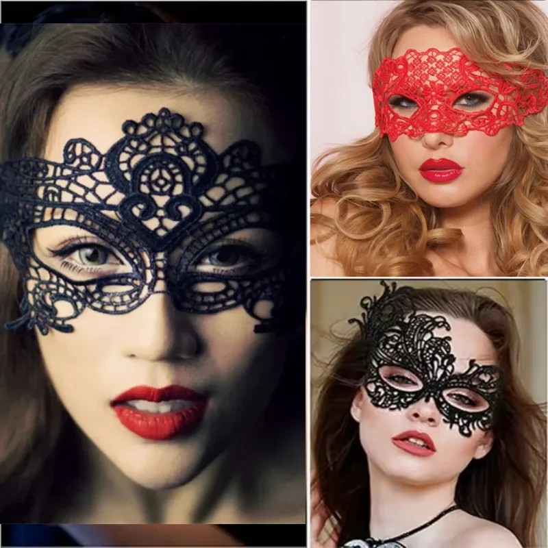 Halloween Accessories Queen Women Hollow Mask Sexy Cosplay Lace Masquerade Eye Mask Lingerie Gothic Fetish Adult Party Masks