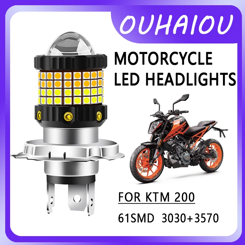 

FOR KTM 200 Motorcycle led headlight headlight H4 yellow white dual color motorcycle headlight 12-80v