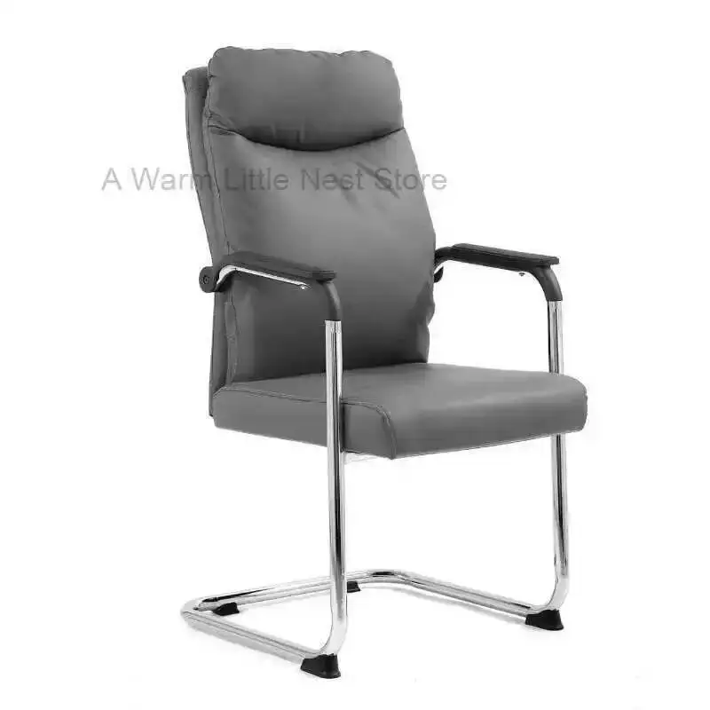 Cadeira de escritório com quatro pernas, couro, xadrez, conferência e mahjong, cadeira confortável, assento, computador, arco, trabalho de escritório, 1자