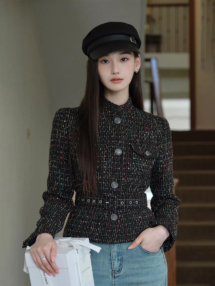 

Зимняя женская куртка ChillCozy Neon High-Mohair Treasure Art Flower Silk с эффектом утяжки на талии, в стиле «Маленький аромат»