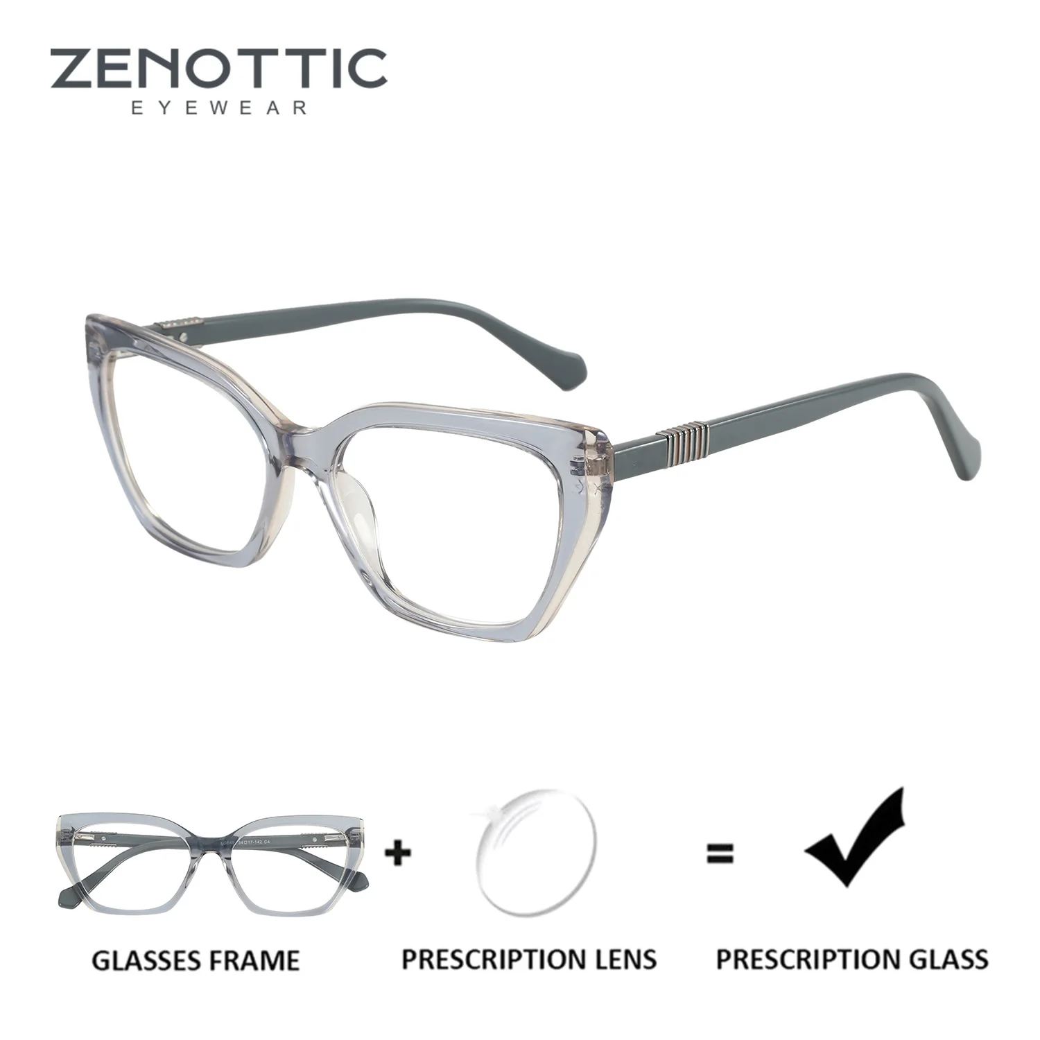 

Очки ZENOTTIC: модные женские квадратные очки для зрения с пружинными дужками, ручной работы из ацетата, в форме бабочки, для коррекции близорукости