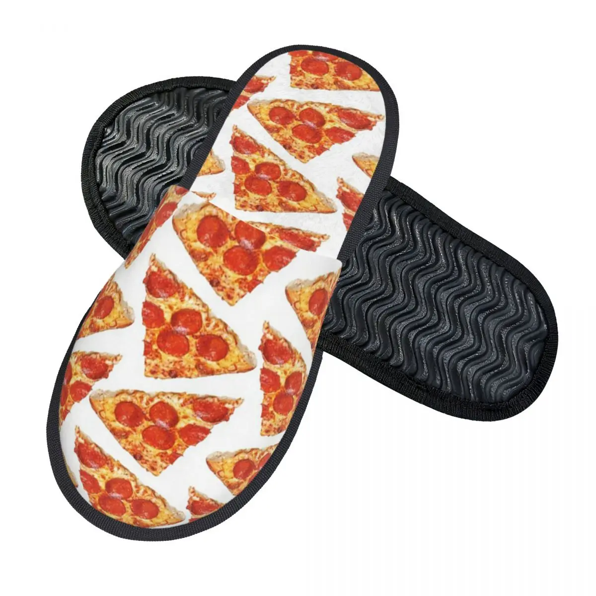 Custom Pizza Slice Pattern Slippers Memory Foam Warm Soft Women House Slipper Indoor Cozy Shoes