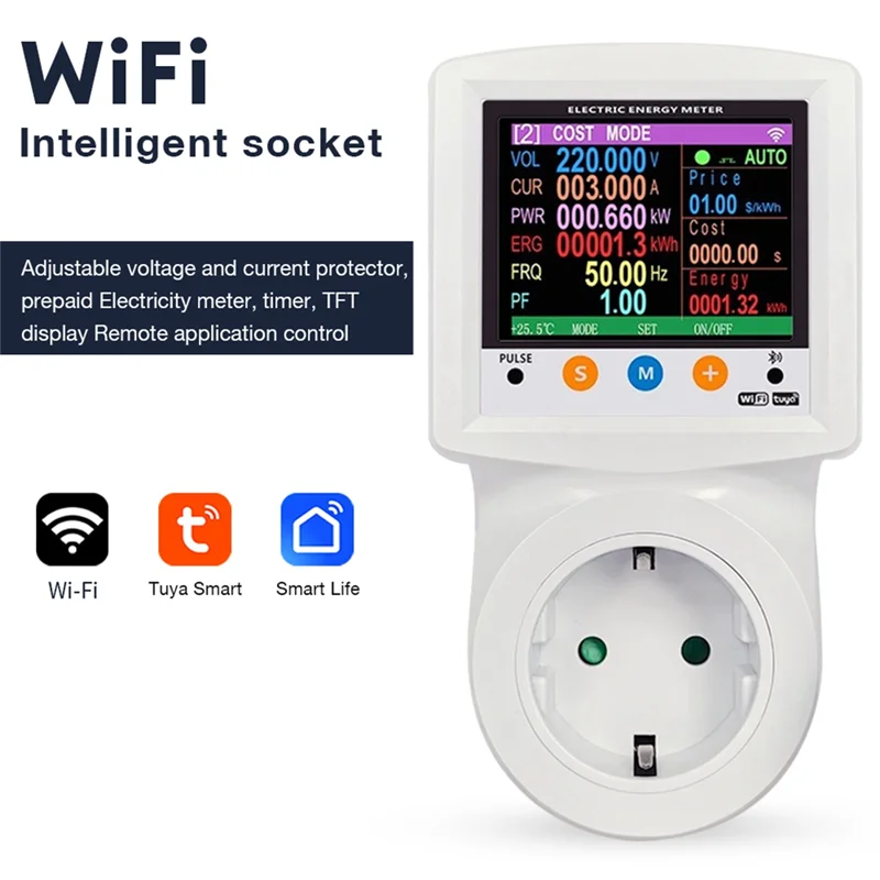 JABS-WIFI Smart Wattmete цифровой измеритель мощности счетчик электроэнергии защита от напряжения и тока таймер переключатель вилка европейского стандарта