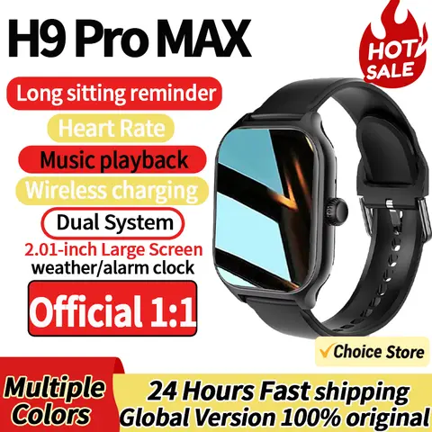 LAXASFIT 2025 새로운 스마트 워치 H9 Pro MAX 2.01인치 HD 디스플레이 블루투스 통화 메시지 알림 스포츠 모드 스마트워치 남녀공용