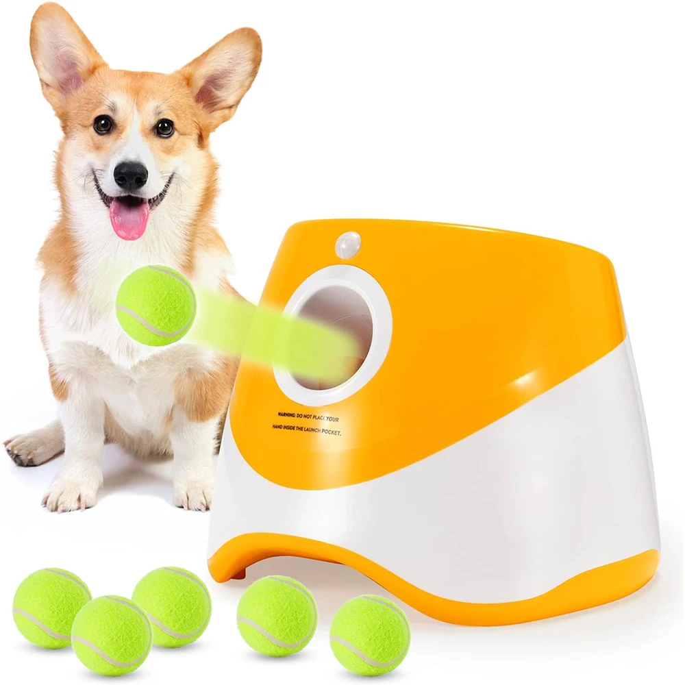 Dog Launcher Automatic Dogs Chase Toy Tennis Throwing Pinball Machine Fun Interactive Throw Rechargable Catapult USB Charging