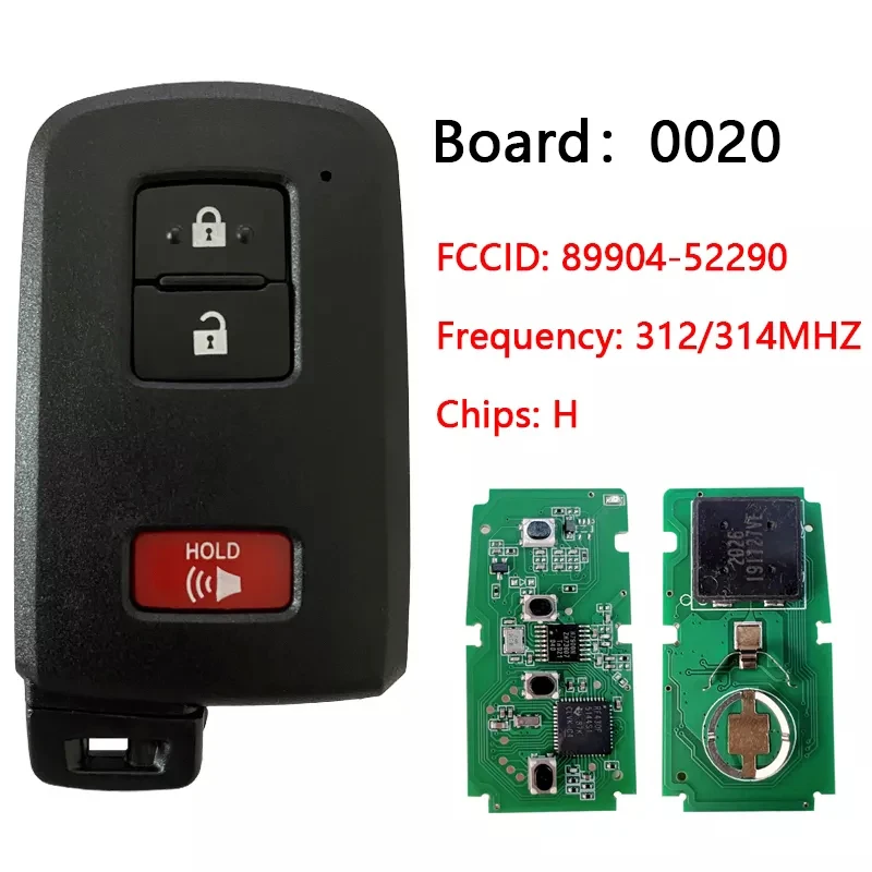 

CN007145 Aftermarket 3 Button Smart Key For Toyota Prius RAV4 2012-2019 312MHZ PN 89904-52290 HYQ14FBA (G Board 0020)