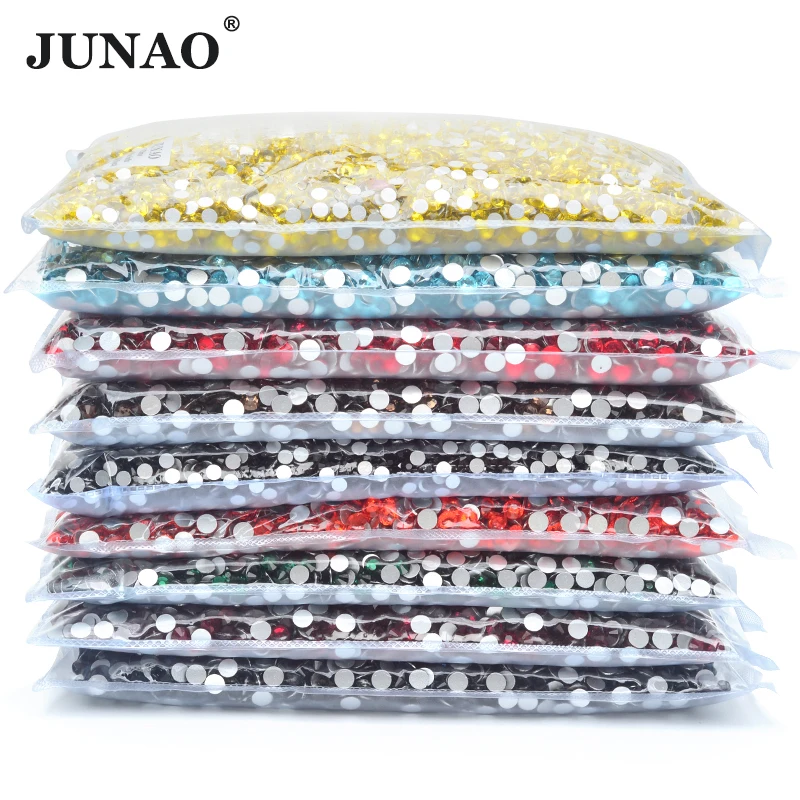 JUNAO Wholesale 100Gross SS6 SS20 Crystal AB Glass Rhinestone In Bulk Non Hot Fix Strass Appliques Flat Back Stones Nail Charms