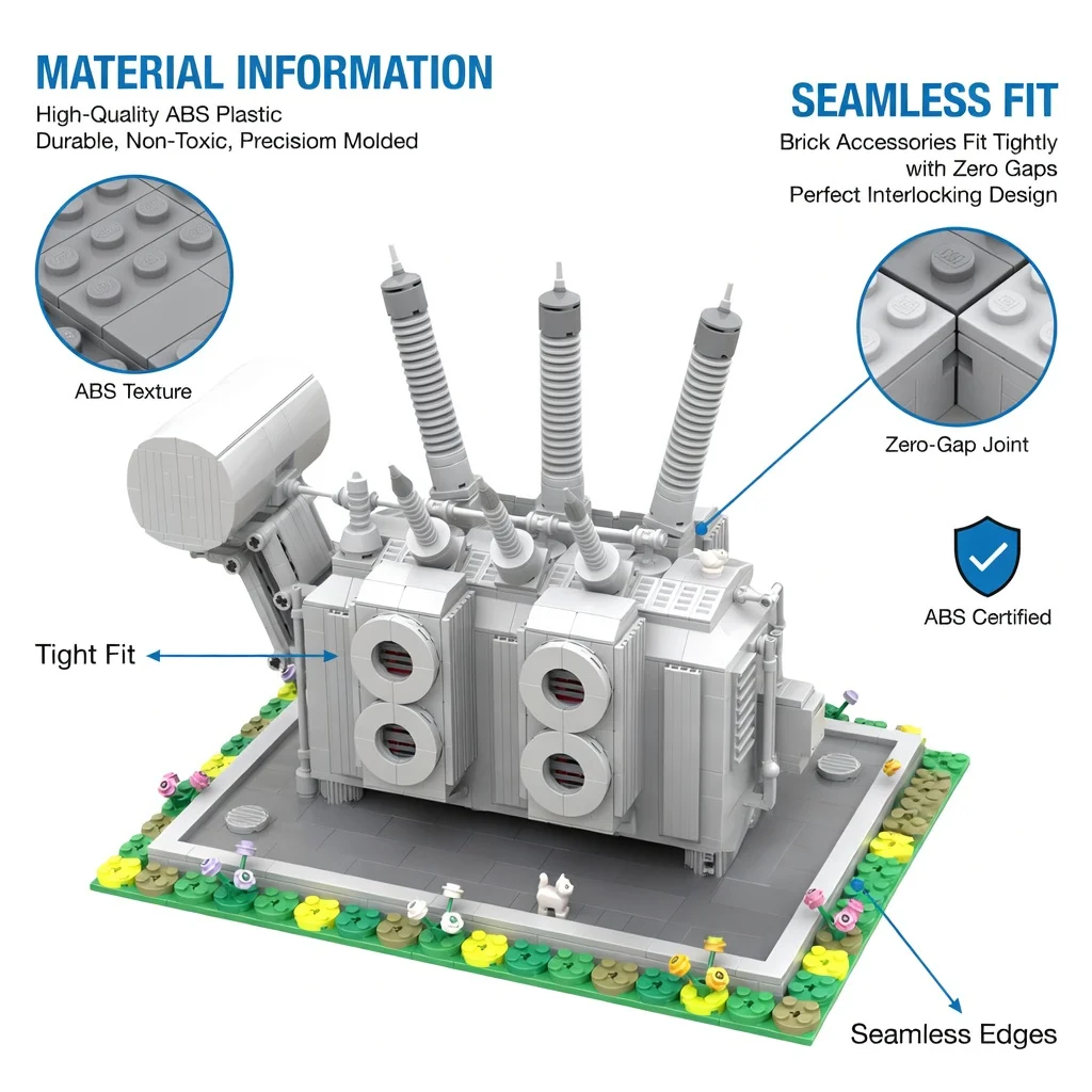 MOC High Voltage Power Substation Building Blocks Transformer Station Model Bricks DIY STEM Educational Toy for Kids Gift