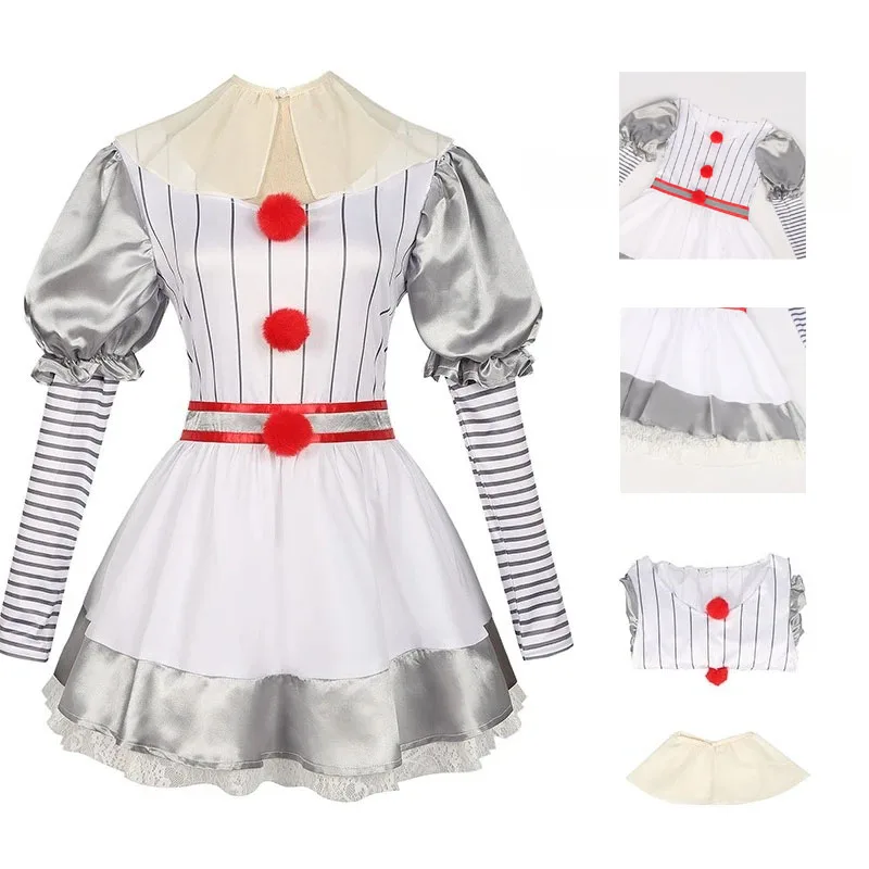 

Хэллоуин фильм клоун Pennywise платье косплей костюм парик Genderswap ужас страшное платье для женщин карнавальный наряд для вечеринки