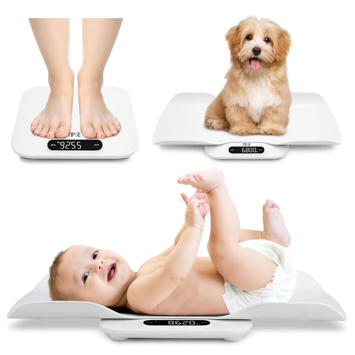 

Digital Baby & Pet Scale with Auto-Rotating LED Screen, Detachable Tray, Up to 400lb/180kg for Accurate Weighing