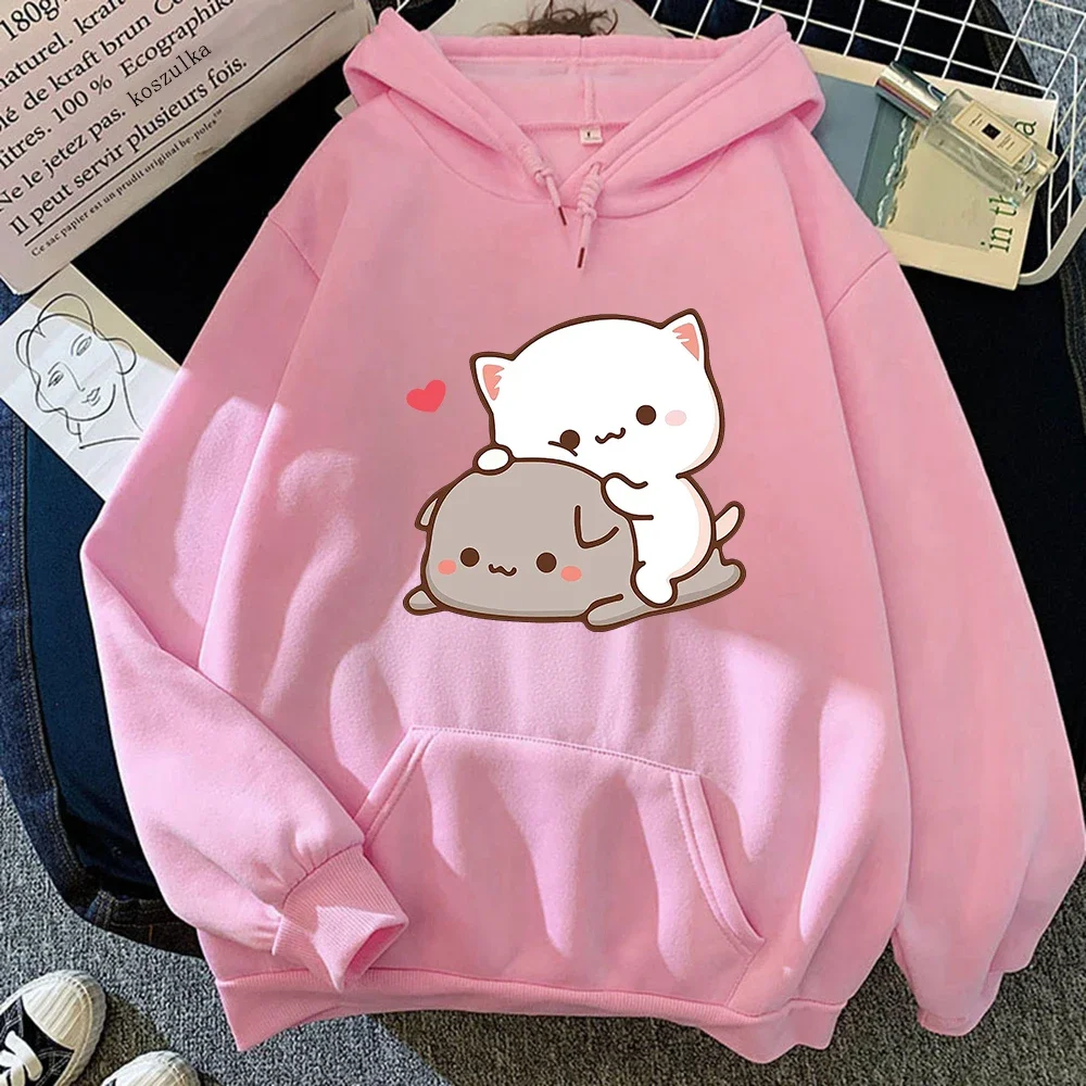 

Harajuku Peach and Goma Cat Hoodie Women Aesthetic Cute Kawaii Hoodies Unisex Autumn Winter Funny Graphic Pullovers Sweatshirts