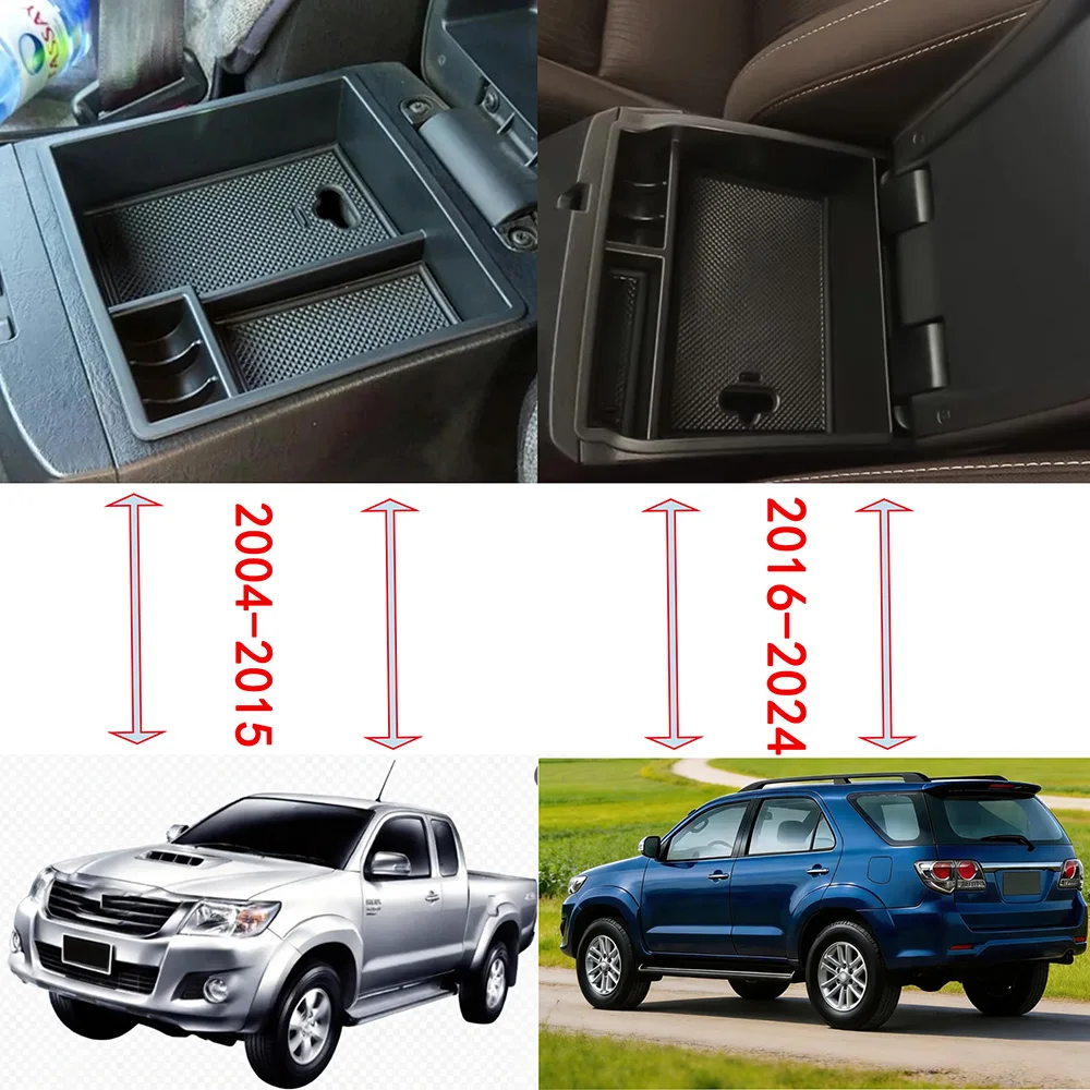 Caixa de Armazenamento para Apoio de Braço de Carro para Toyota Fortuner Hilux 2004 - 2024, Organizador de Console Central, Acessórios de Interior Automotivo