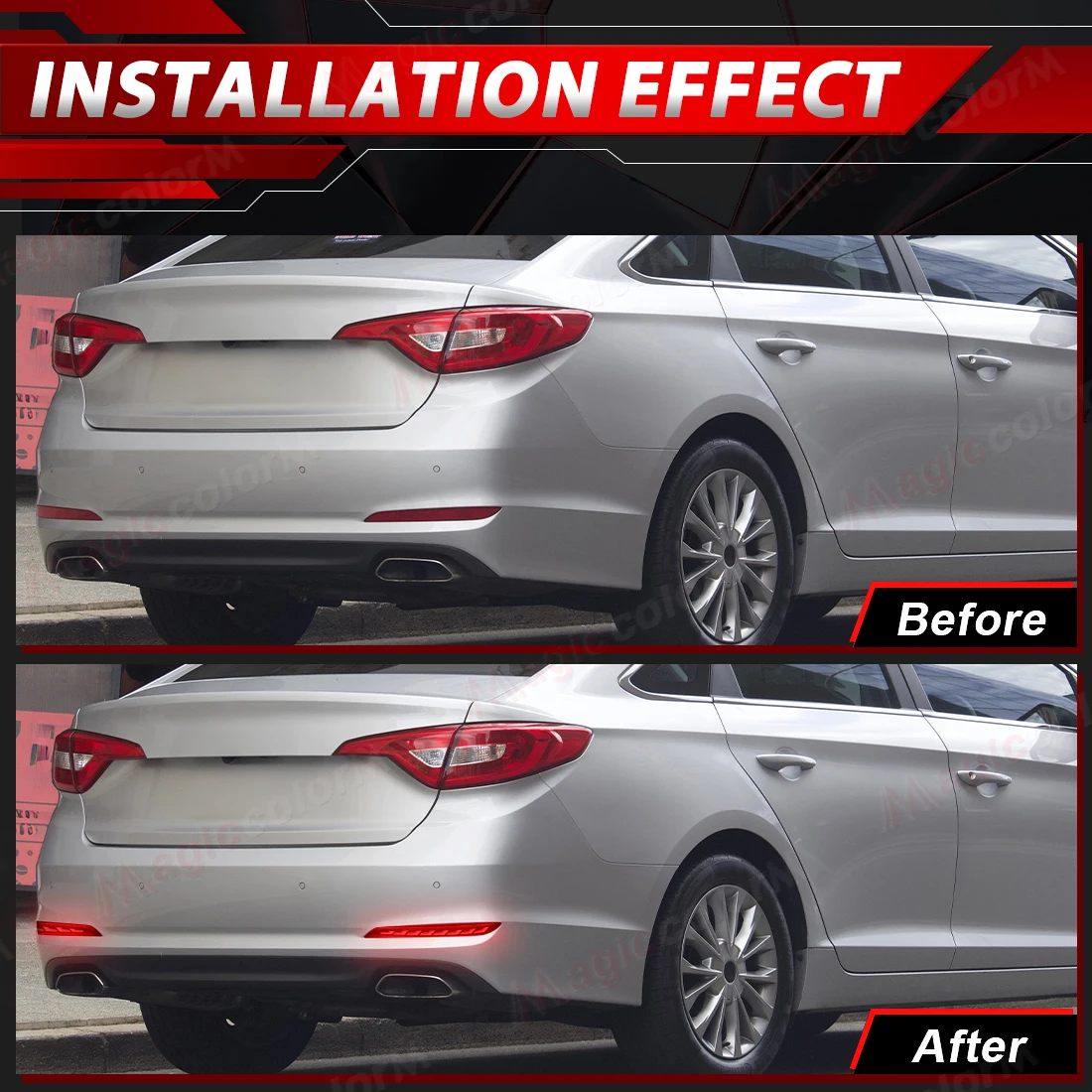 For Hyundai Sonata 2015 2016 2017 Car Rear Bumper Reflector Lights Rear Driving Dynamic Flowing Turn Signal Brake Lamps