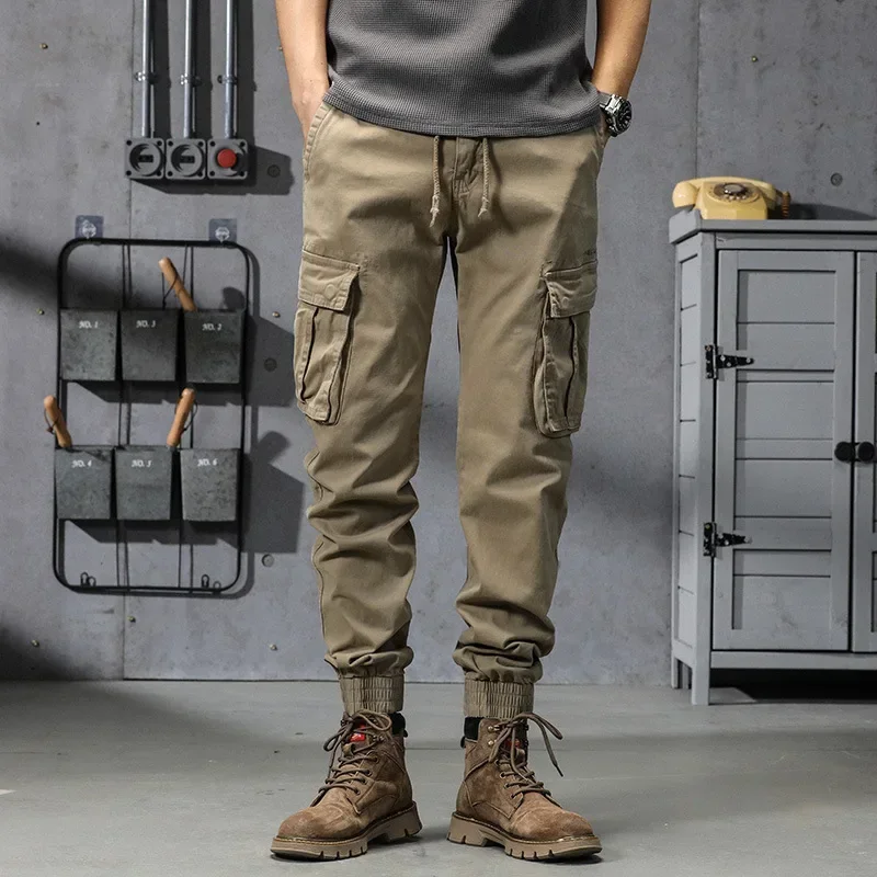 Autumn and Winter Men's Cotton Cargo Pants Multi-Pockets Slim Fit Joggers Workwear Spring Male Casual Fashion Tactical Trousers