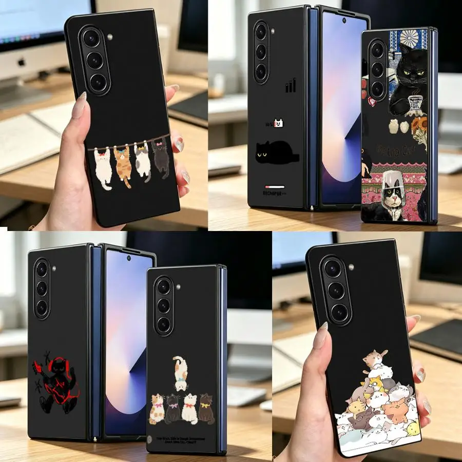 Power Sleep Cat Case for Samsung Galaxy Z Fold 8 Ultra ZFold4 Z Fold8Ultra ZFold6 ZFold7 ZFold5 Z Fold 7 6 3 Phone Cover
