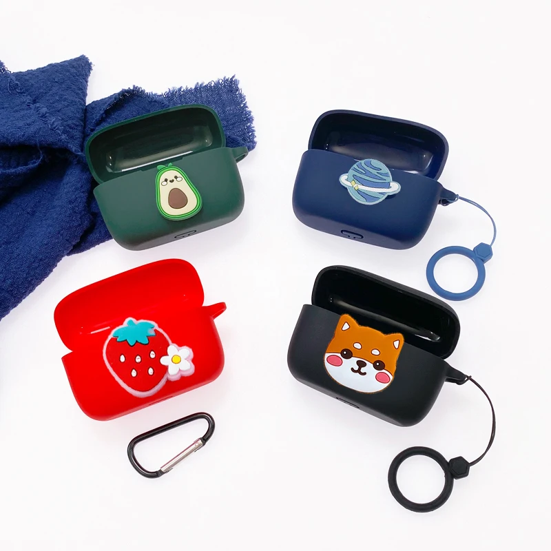 Funda de dibujos animados para Jabra ELITE 4, carcasa activa de silicona con anillo anticaída, protección para auriculares Bluetooth, accesorios de caja