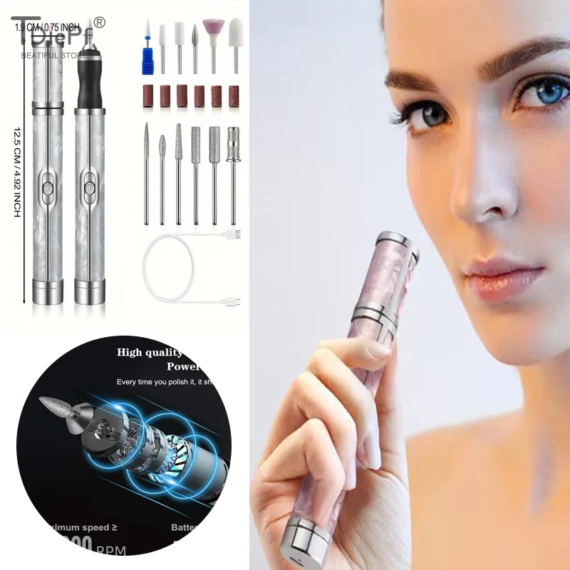 

Electric Nail File Set Nails 4 Speeds Acrylic Nail Tool Thick Nails Edge Shaping Polishing Grinding Nursing Toe Nail Grinder Kit