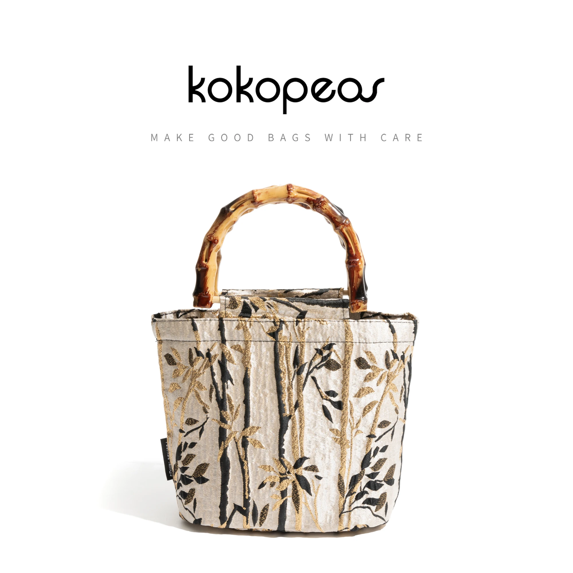 KOKOPEAS Chinese Style Bamboo Embroidery Tote Bag For Woman Vintage Fashion Luxury Design Top Handle Handbag Lightweight Purse