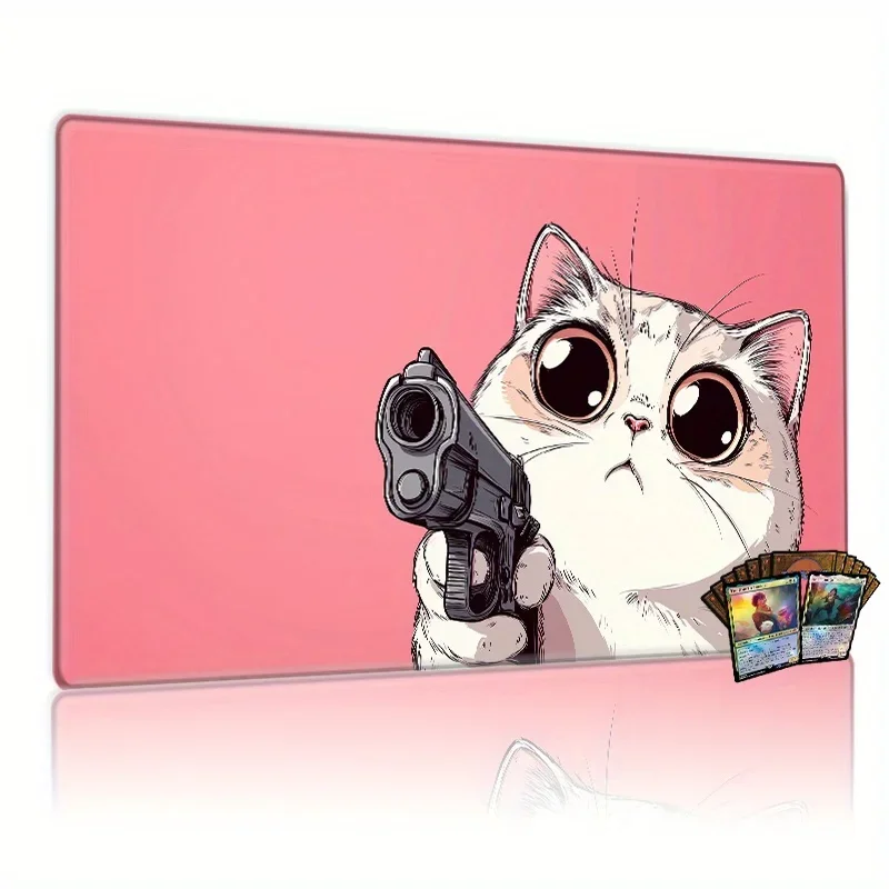 Pink Lightning Cat Hits Magic Party Game Mat Durable Rubber For Mtg Tcg Games 30x60cm Mouse Pad Office Desk Mats Friendly Design